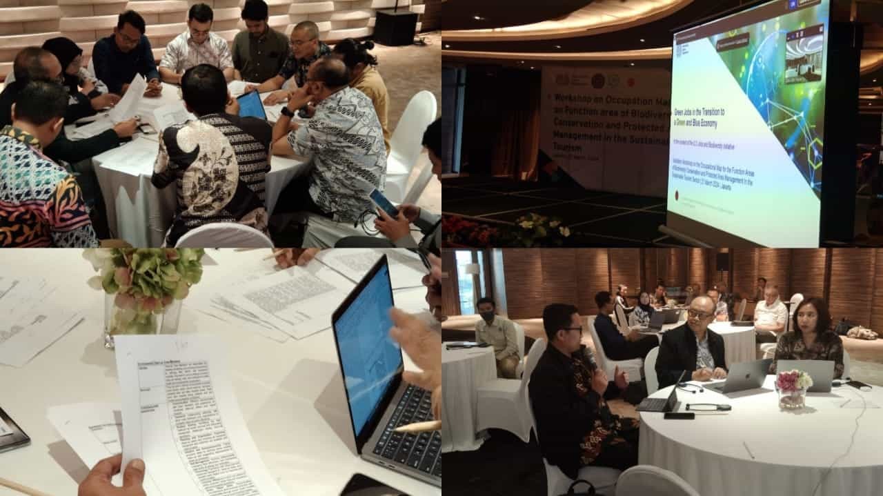 A group of people sitting at tables at a Workshop Biodiversity Conservation and Protected Area Management in Sustainable Tourism Indonesia