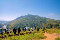 People working on a Landscape in Rwanda